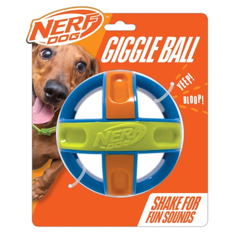 N030 Nerf Dog Giggle Ball 5in Blue/Green