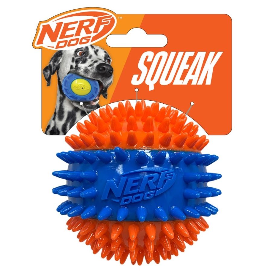 N006 Nerf Dog TPR 3-Part Spike Squeak Ba