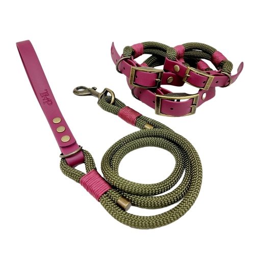 Trinkety Paws Country Collection Paracord Dog Lead Military Green/Burgundy