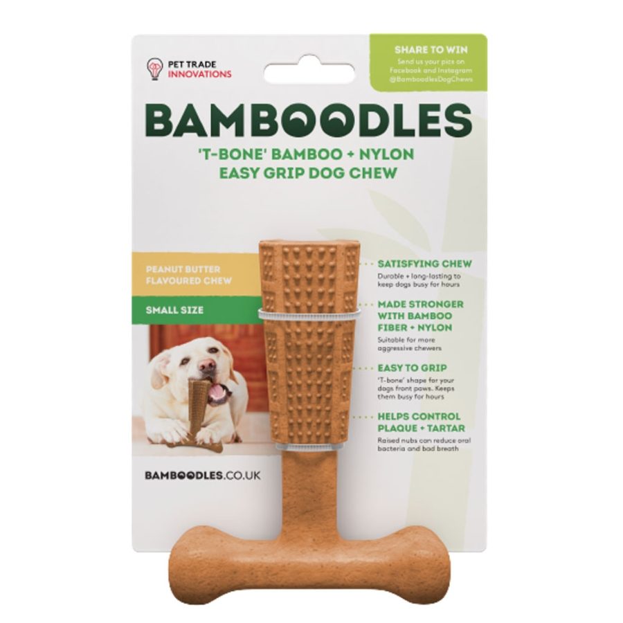 Bamboodle Dog T-Bone Chew Toy Peanut Butter