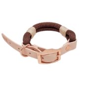 Trinkety Paws Country Collection Paracord Dog Collar Dark Brown/Powder Pearl