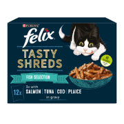 Felix Tasty Shreds Mixed Fish Selection in Gravy 12x80g