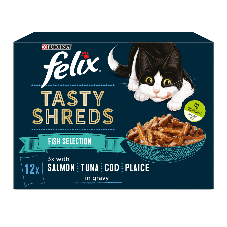 Felix Tasty Shreds Mixed Fish Selection in Gravy 12x80g