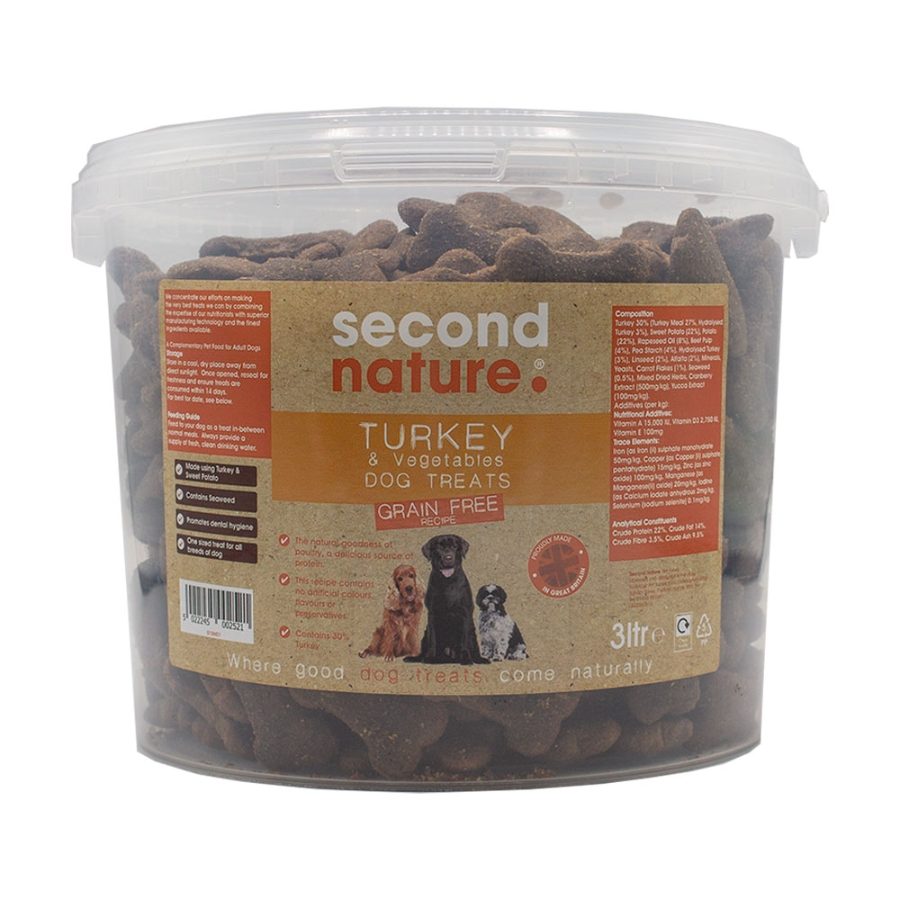 Second Nature Grain Free Turkey & Vegetable Dog Treats Bucket