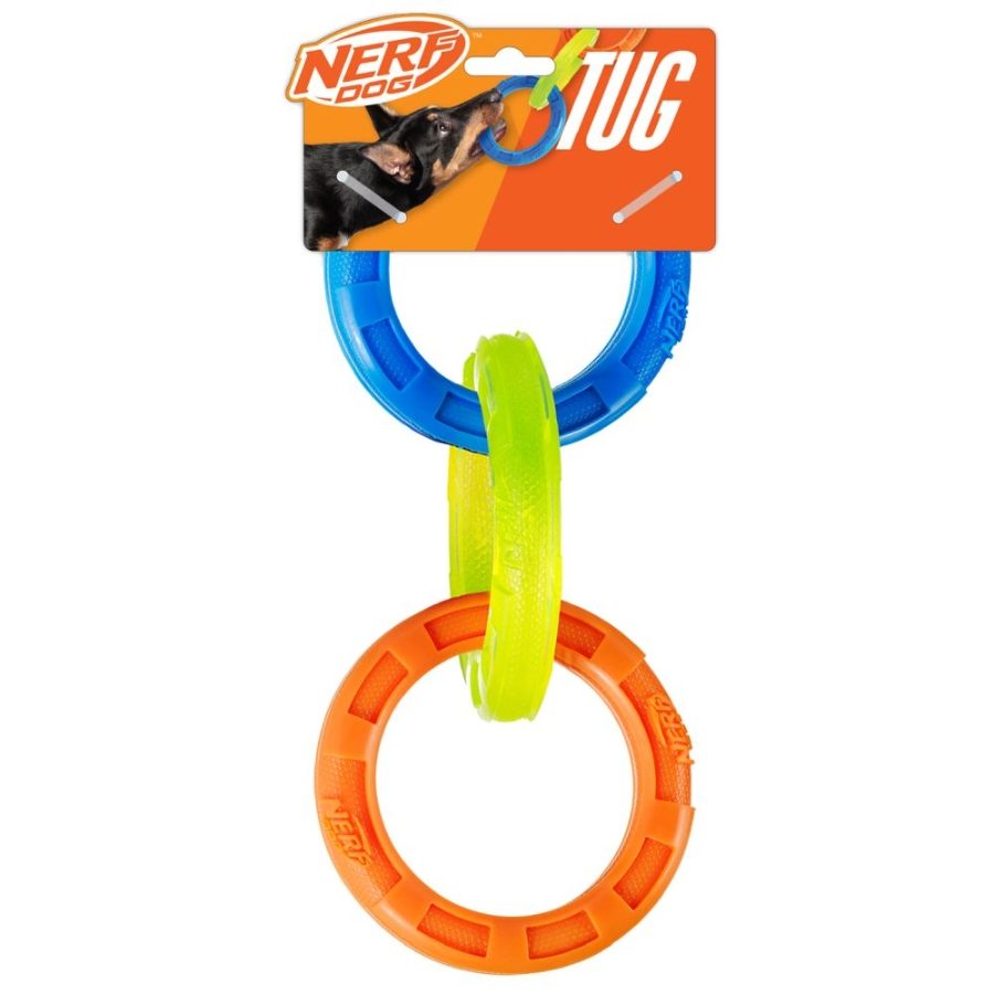 N022 Nerf Dog  TPR 3-Ring Tug 10.5in Blu